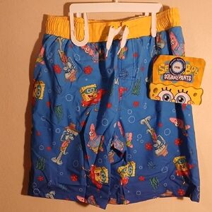 SpongeBob SquarePants Blue and Yellow Kids Swim Trunks